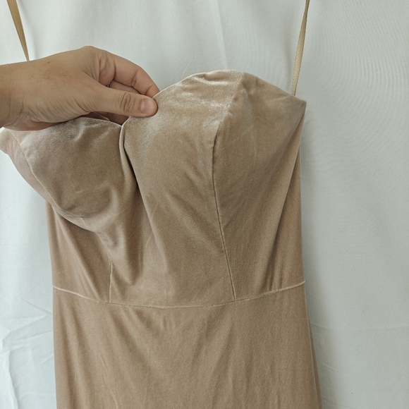 Reveley Quinn Velvet Maxi Strapless Dress In Gold Champagne Size 2 Women's - Picture 7 of 13